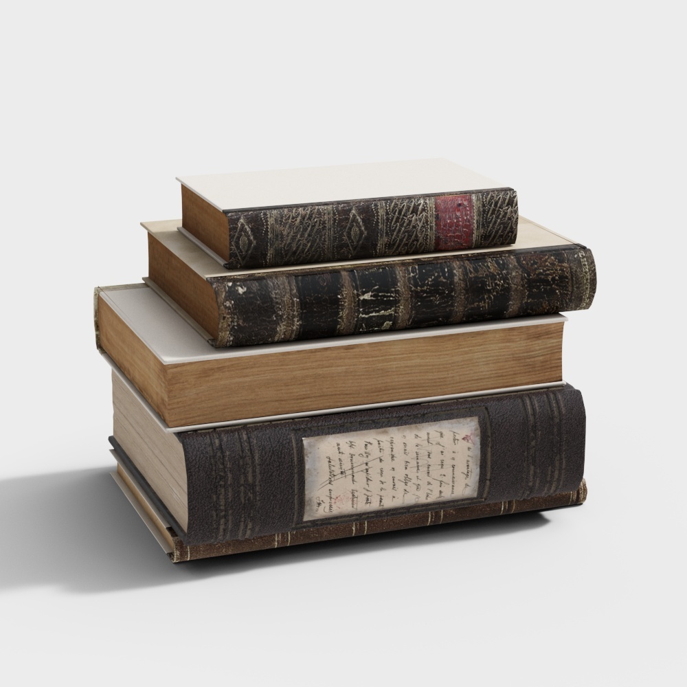 Retro Book Stack 3D Model – Vintage Low-Poly Books