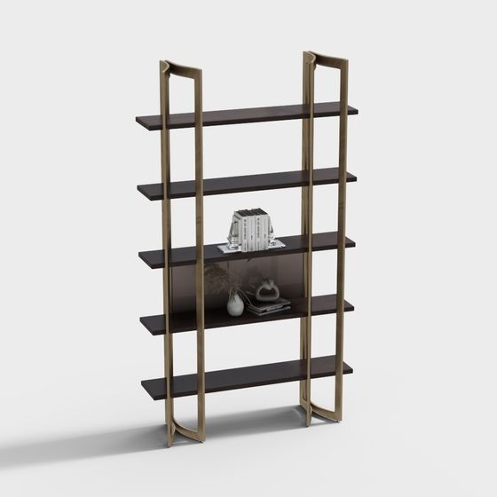 Sleek Curved Bookshelf 3D model