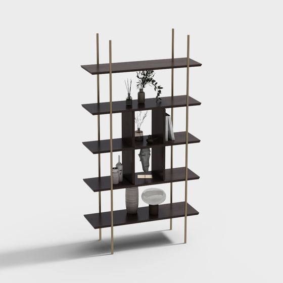 Stylish Low-Poly Bookshelf 3D model for Modern Spaces