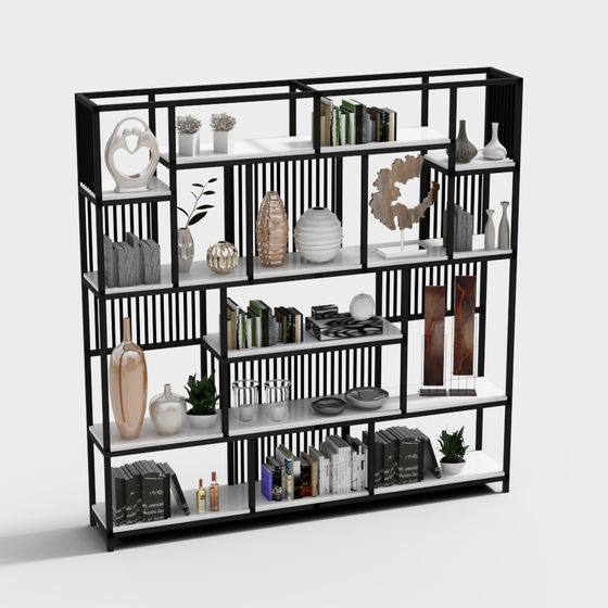 Elegant Low-Poly Bookshelf 3D model