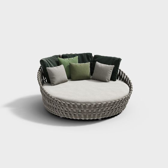 Elegant Round Bed Sofa 3D model for Modern Interiors