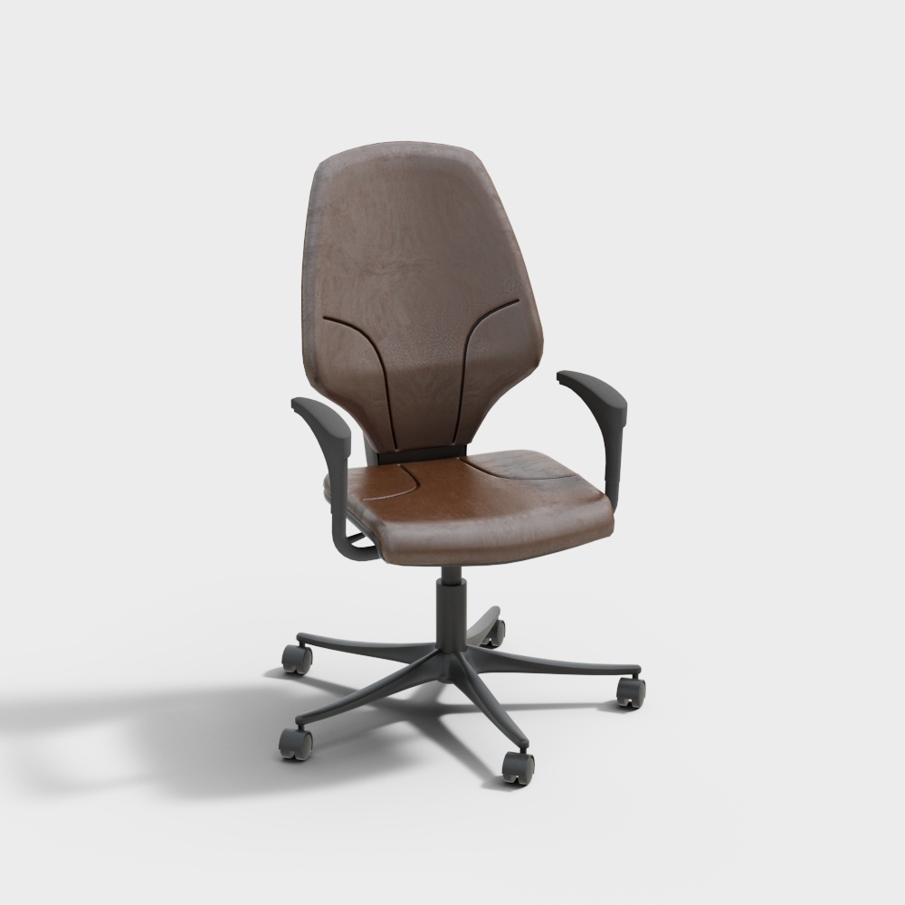 Modern leather office chair - brown bench