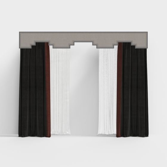 Elegant 3D Curtain Model for Contemporary Designs