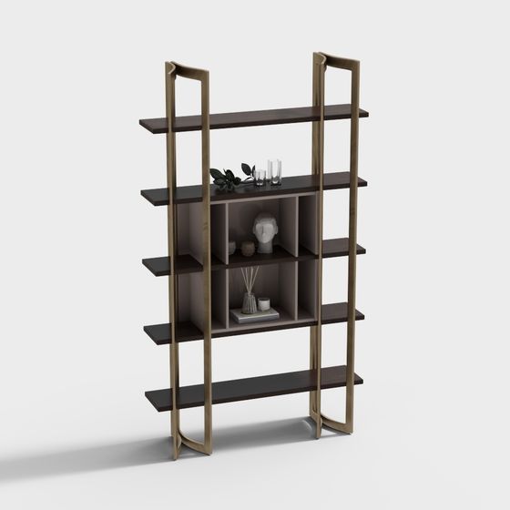 Elegant Low-Poly Bookshelf 3D model