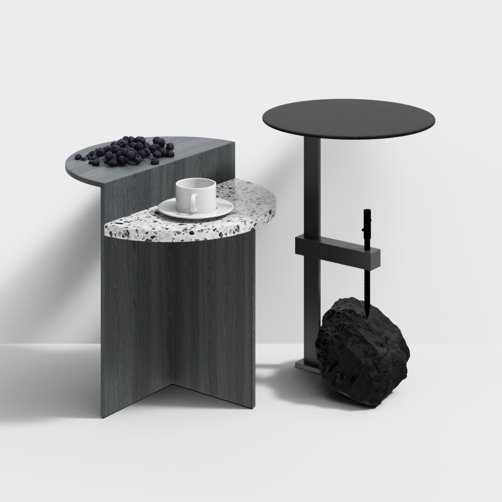 Urban Corner Side Table 3D Model – Minimalist Industrial Style