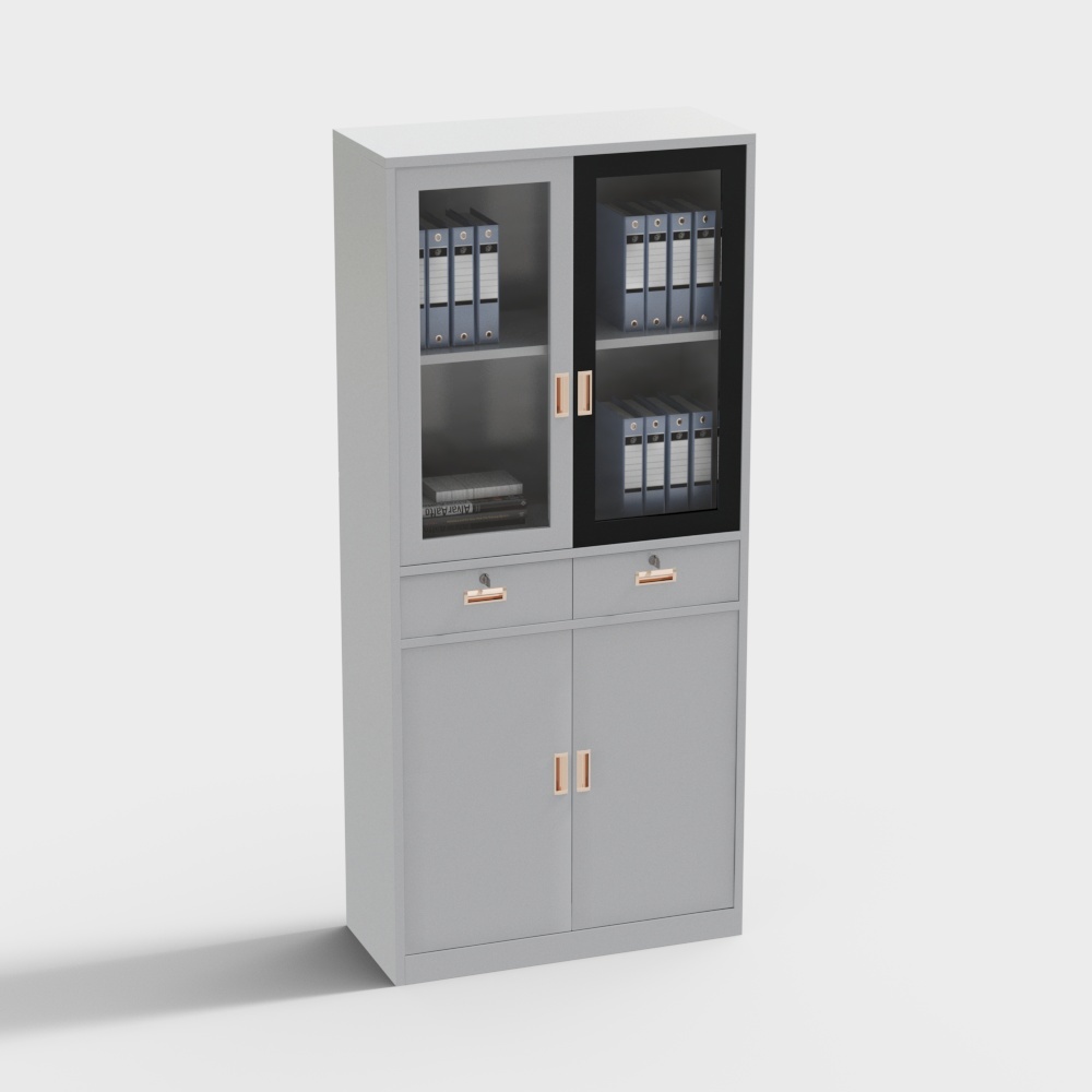 현대 금속 사무실 서랍장 - 4도어 더블 서랍 서랍장