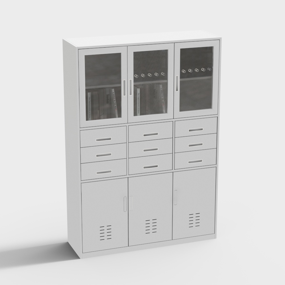 Tủ tài liệu kim loại hiện đại-6 cánh và 9 ngăn kéo