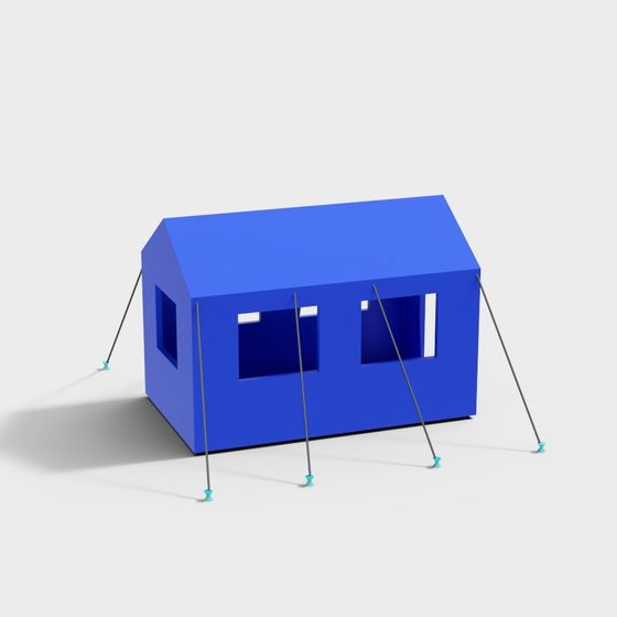 Charming Blue House 3D Model for Creative Projects