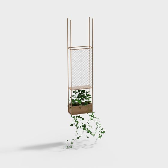 Modern Hanging Basket Flower Rack 3D Model in Earth Colors