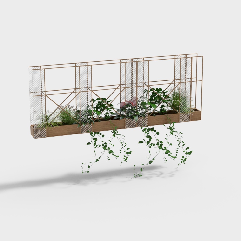 現代綠色盆栽花架牆籃