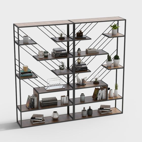 Industrial Style Bookshelf 3D model