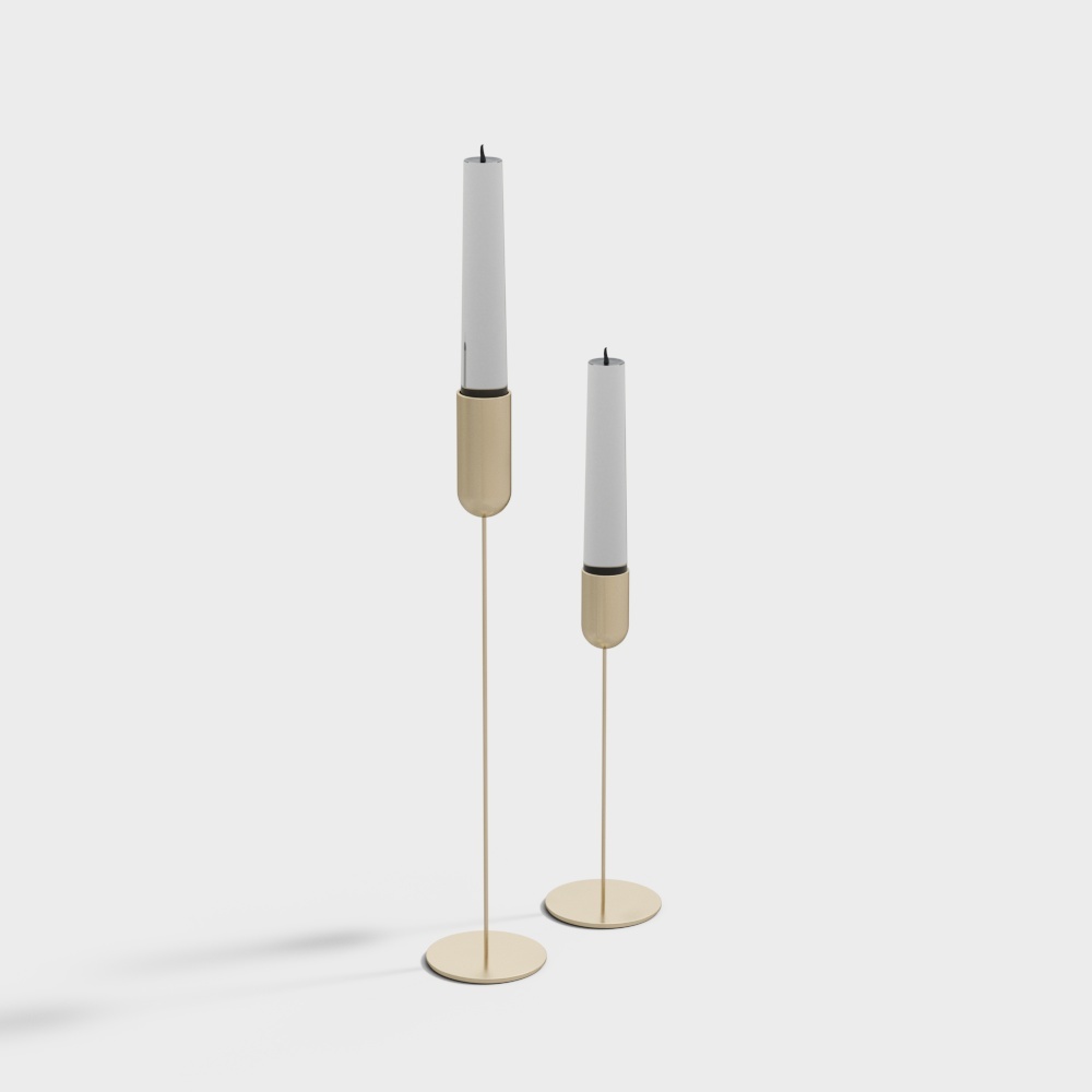 Elegant Candle Holder 3D Model – Minimalist Gold Design