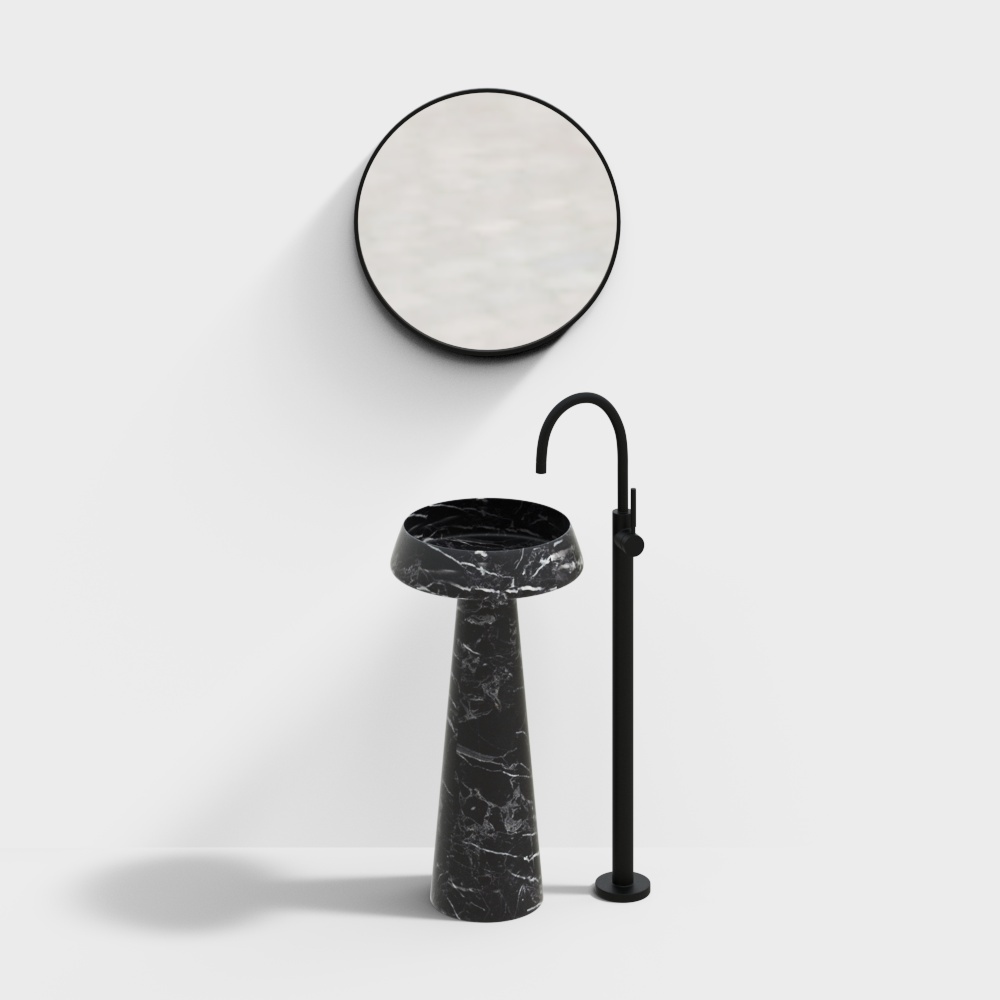 Modern washbasin - small - black marble
