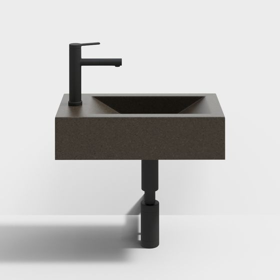 Sleek Minimalist Concrete Sink 3D Model