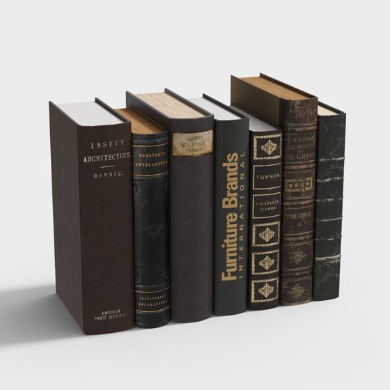 Stylish Modern Black Books Collection 3D Model