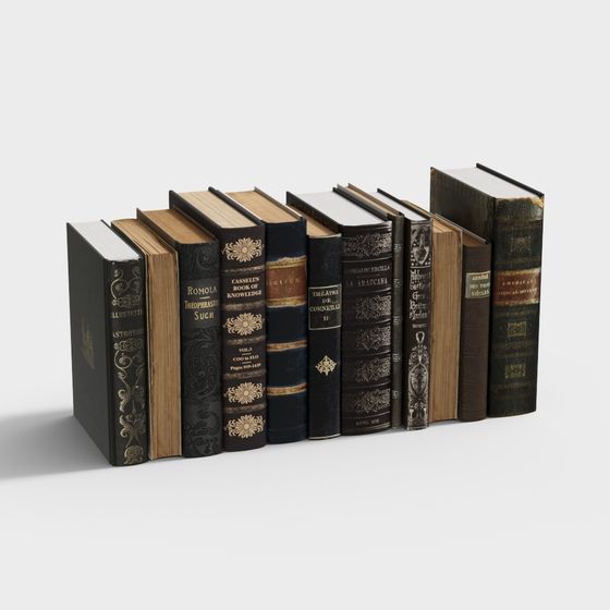 Vintage Books 3D model for Timeless Elegance