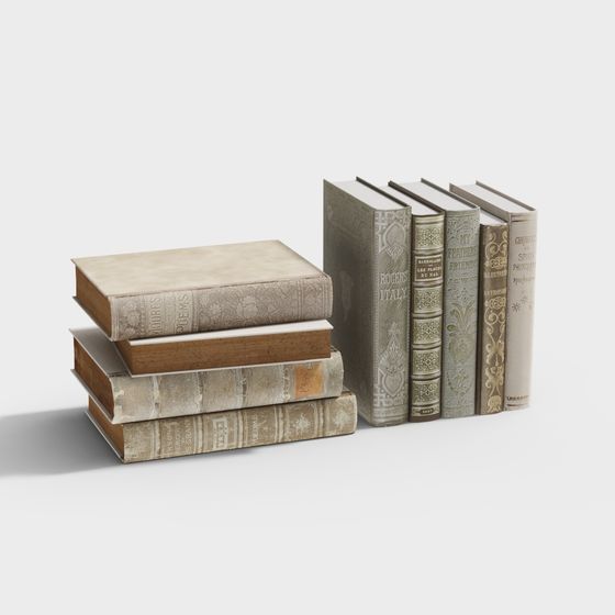 Vintage Book Stack 3D model