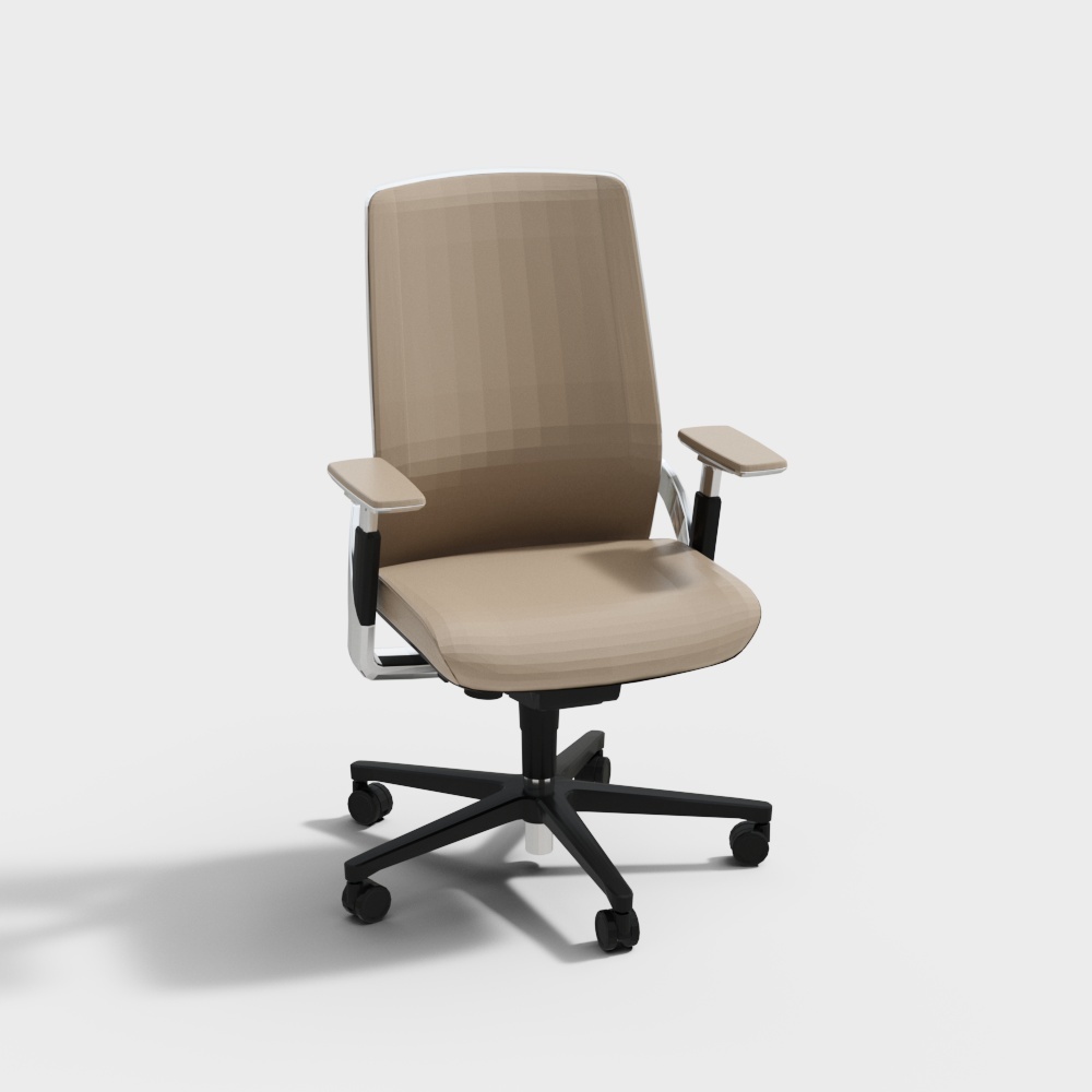 Modern Low-Poly Office Chair – Beige Fabric Design