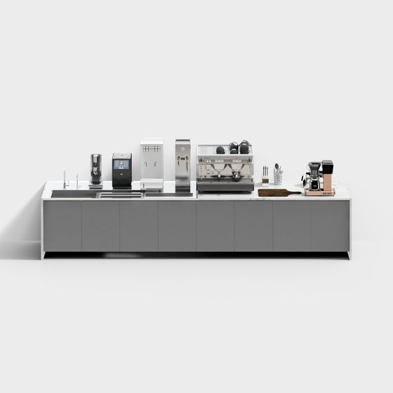 Modern Low-Poly Coffee Bar Counter 3D model
