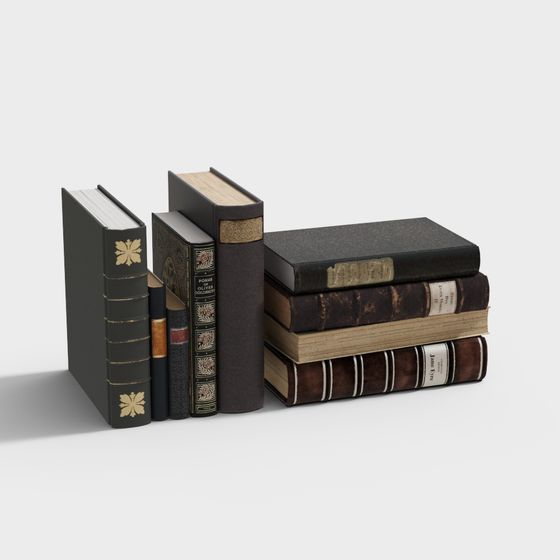 Vintage Book Stack 3D model