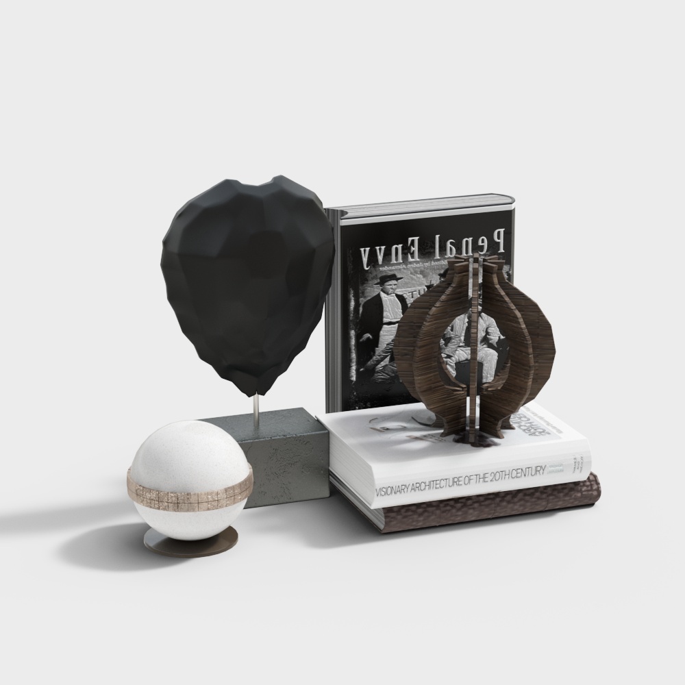 Modern vases, floral art, books, sculptures and ornaments