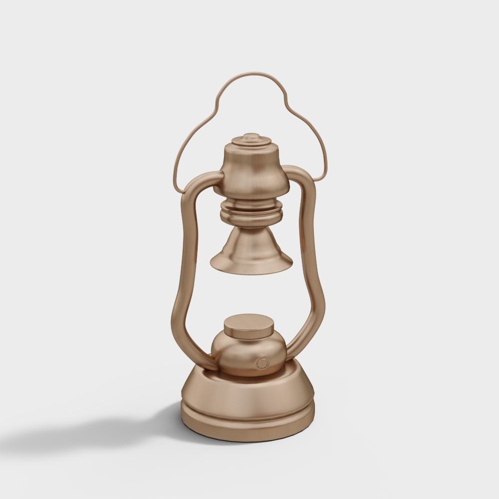 Vintage Copper Oil Lamp 3D Model – Low-Poly Metal Design