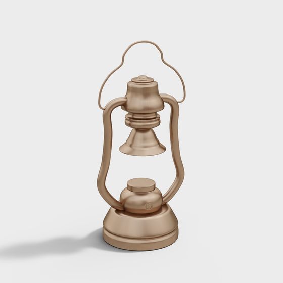 Vintage Copper Oil Lamp 3D Model