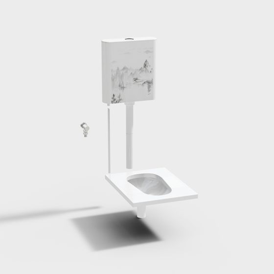 Ink Wash Style Squatting Toilet 3D model