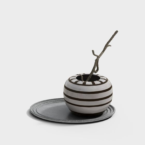 Minimalist Vase with Branches 3D model