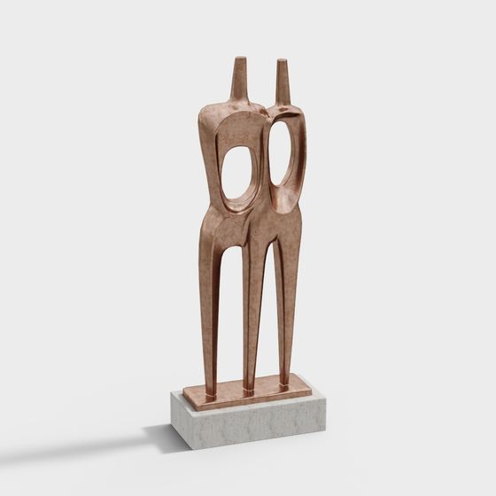 Abstract Dual Figure Low-Poly 3D model
