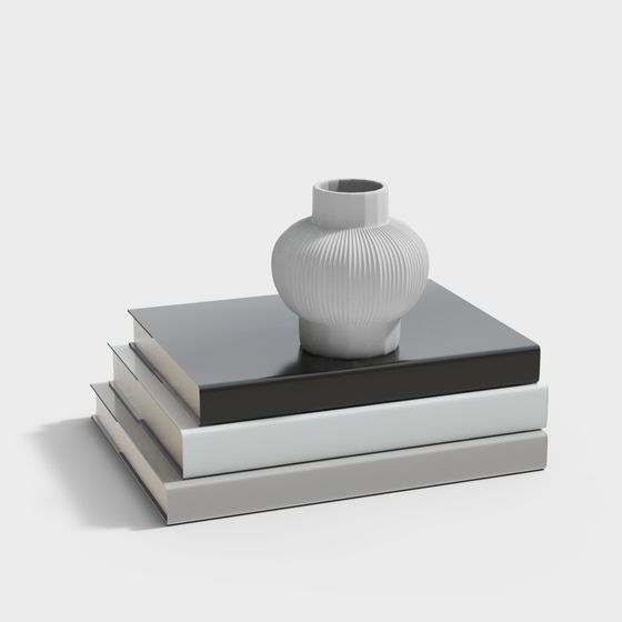 Elegant Vase on Books 3D model