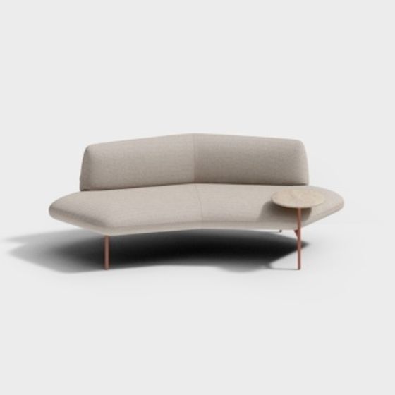 Elegant Curved Sofa 3D model for Modern Interiors