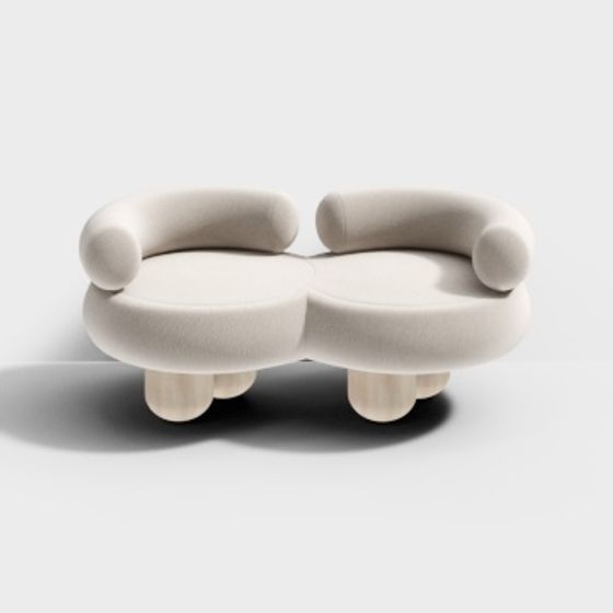Stylish Two-Seater Sofa 3D model for Modern Design