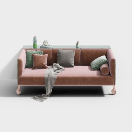 Elegant Pink Sofa 3D model Design
