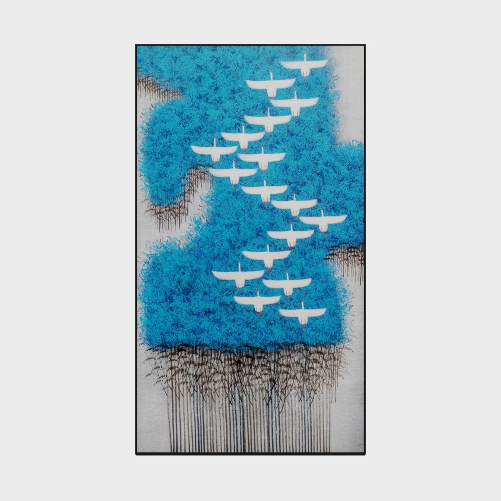 Jane on - high-end oil painting - Xuanguan decorative painting - group north return - blue