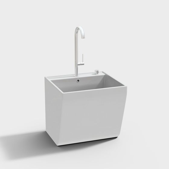Square Sink 3D Model in Modern Minimalist Aesthetic