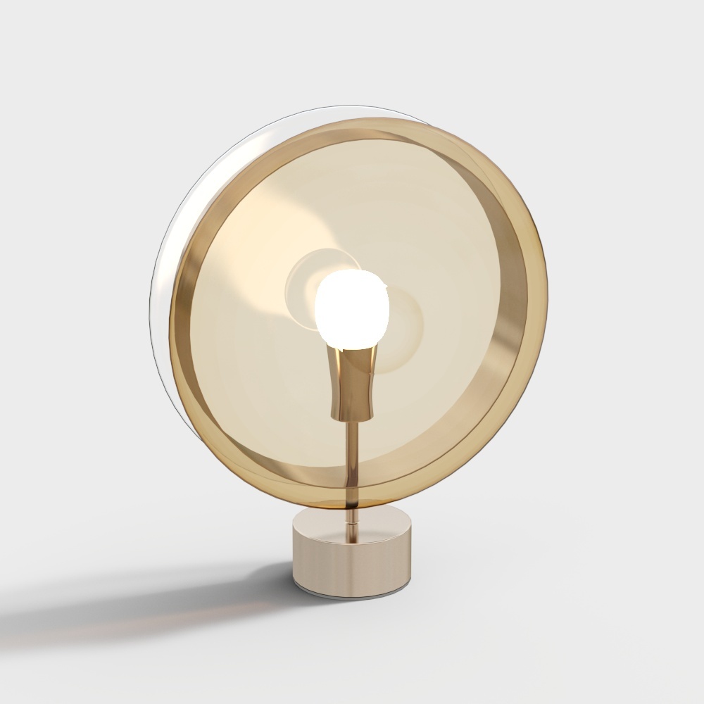 Elegant Minimalist 3D Lamp Model – Gold & Glass