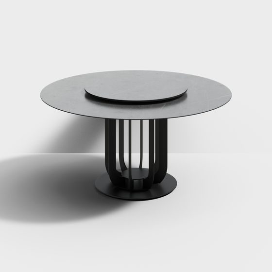 Elegant Low-Polygon Round Table 3D model for Modern Interiors