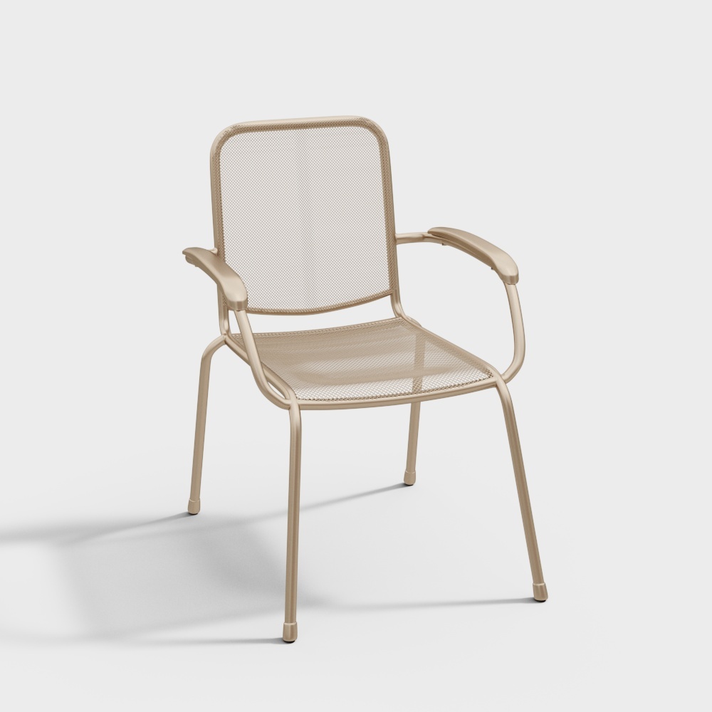 Sleek Metal Mesh Chair 3D Model – Lightweight Mesh Design