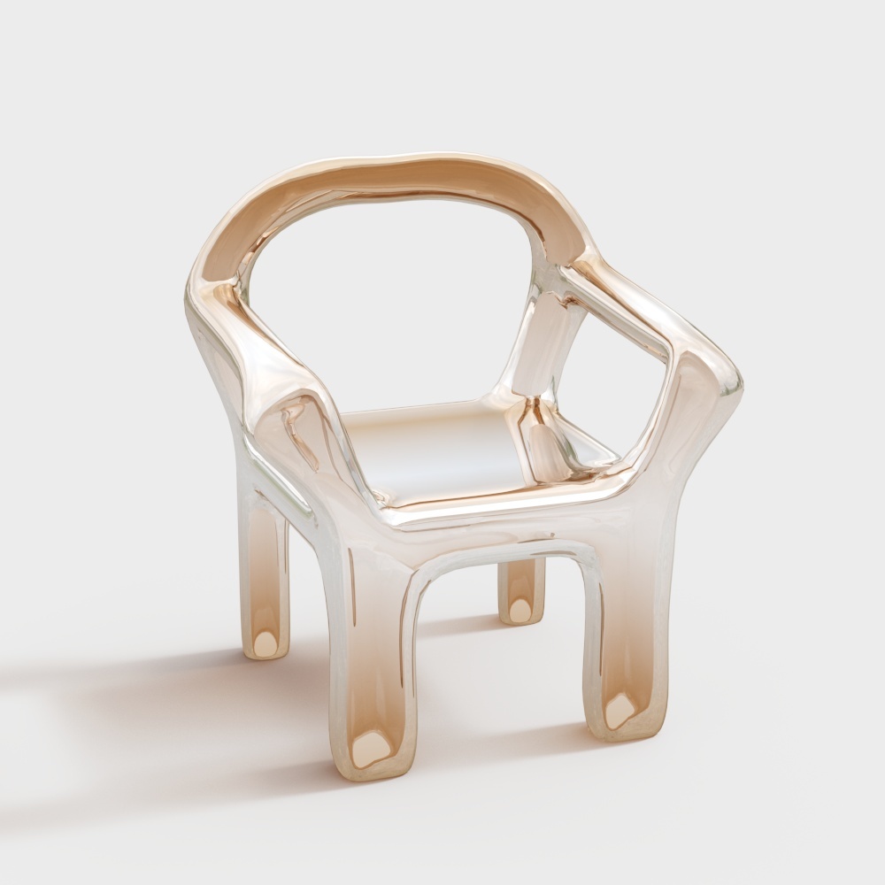 Futuristic Streamlined Chair 3D Model – Metallic Design