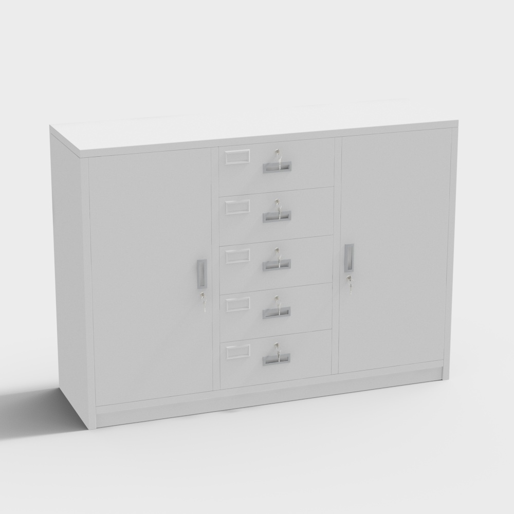 현대 파일 캐비닛 이중 문 오 서랍 저상 캐비닛