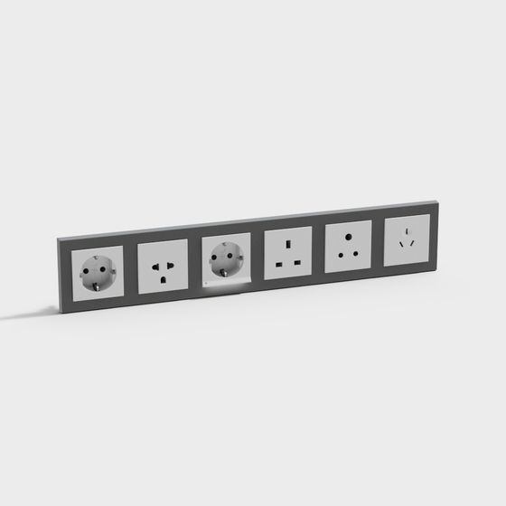 Versatile Power Socket 3D model for Modern Design