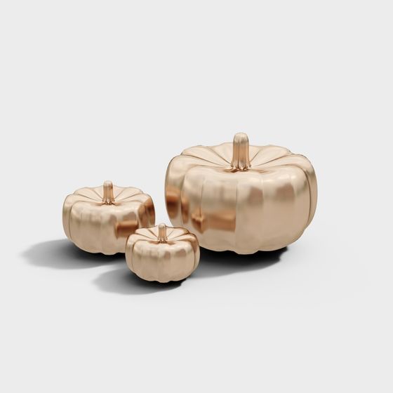Elegant Metallic Pumpkin 3D model for Fall Design