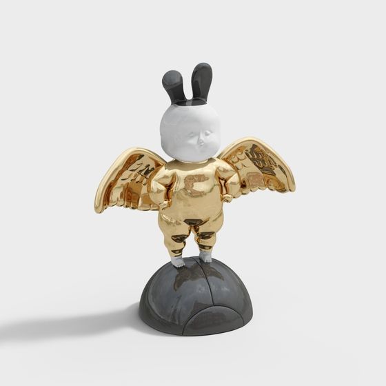 Whimsical Angel Bunny 3D model for Imagination