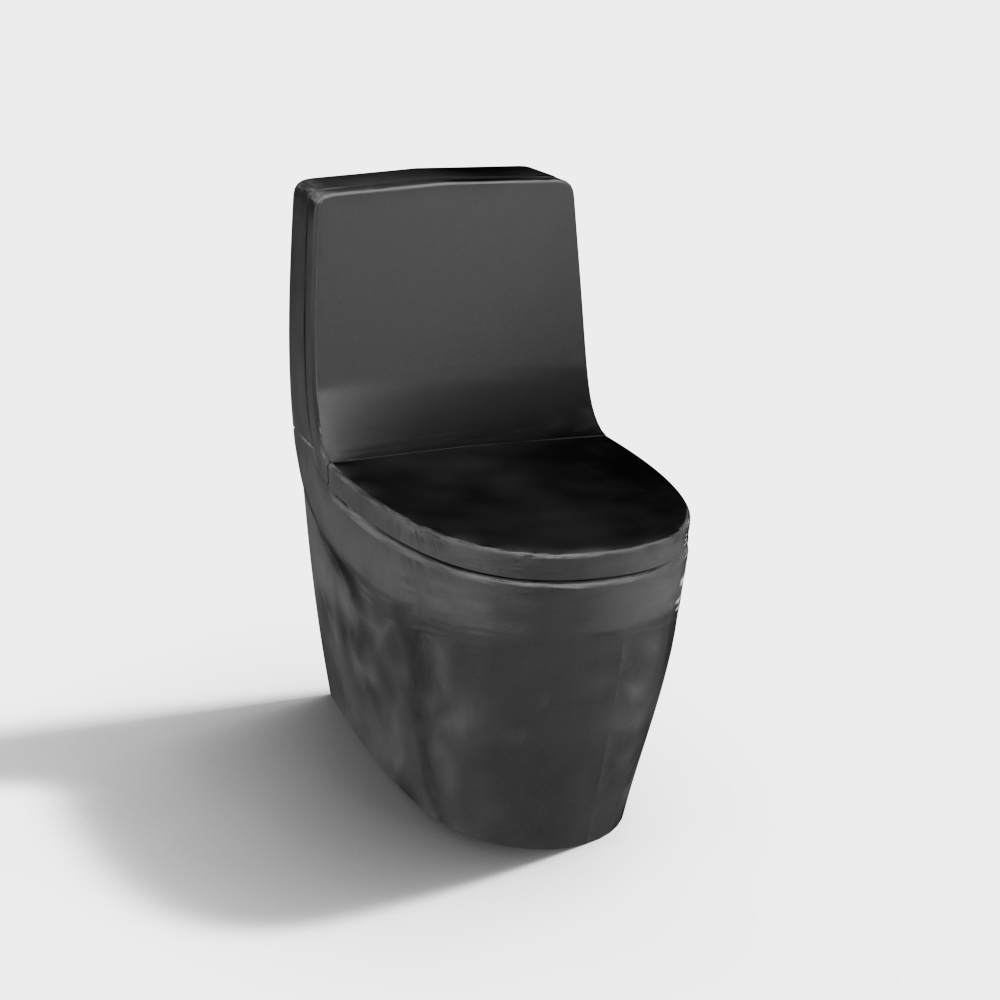 Urban Toilet 3D Model – Black Ceramic Low-Poly Design