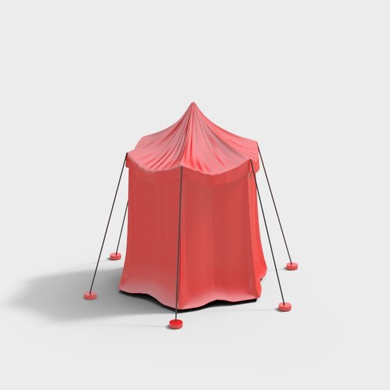 Red Tent 3D Model - Low Poly Design