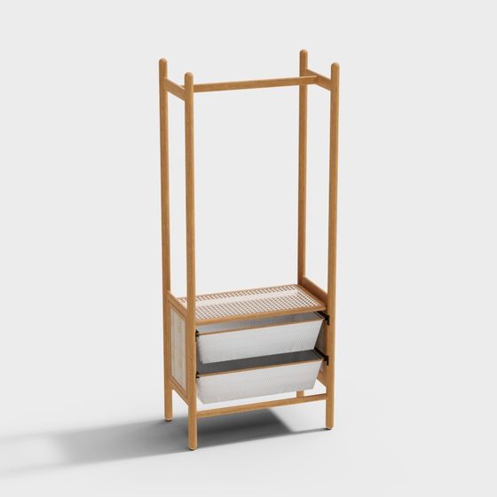 Modern Wooden Coat Rack 3D model