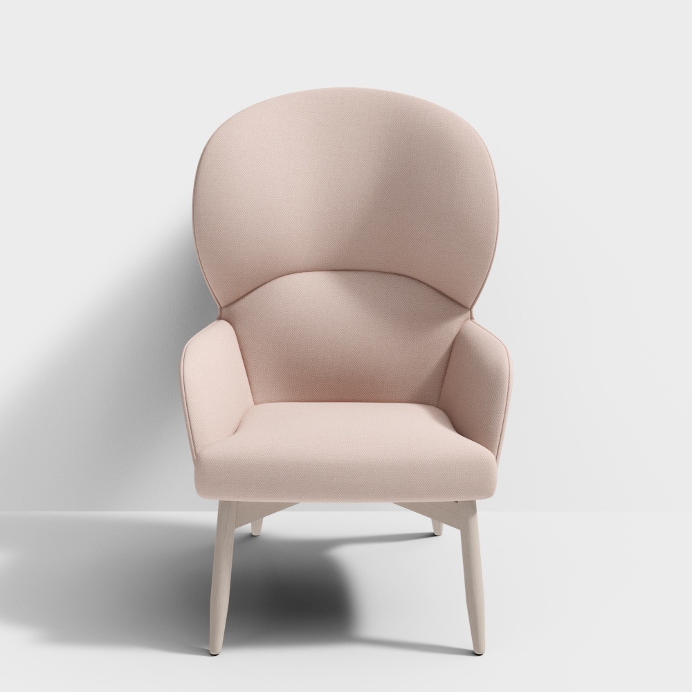 Cozy Nest Chair 3D Model – Soft Pink Low-Poly Design