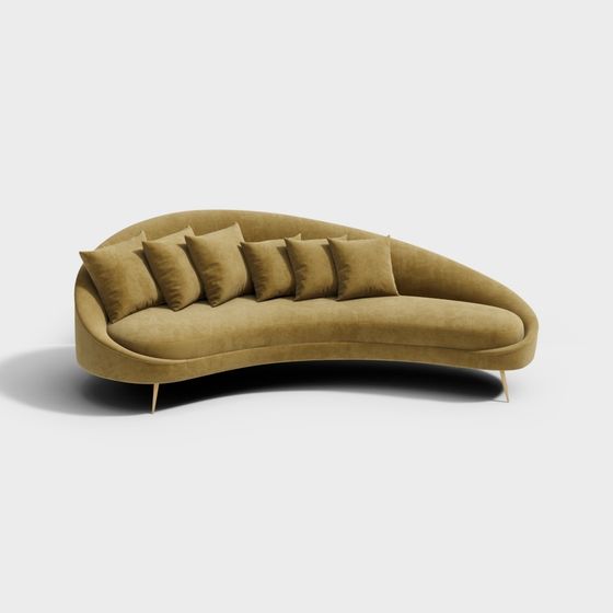 Streamlined Sofa 3D model for Modern Interiors