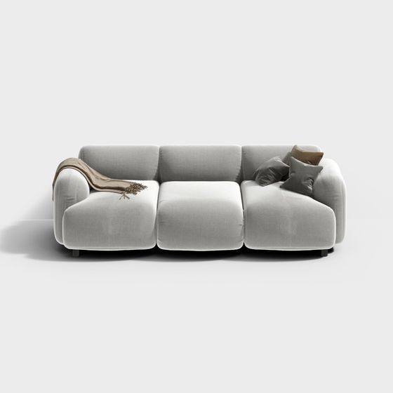 Elegant Low-Polygon 3D Sofa Model for Modern Interiors